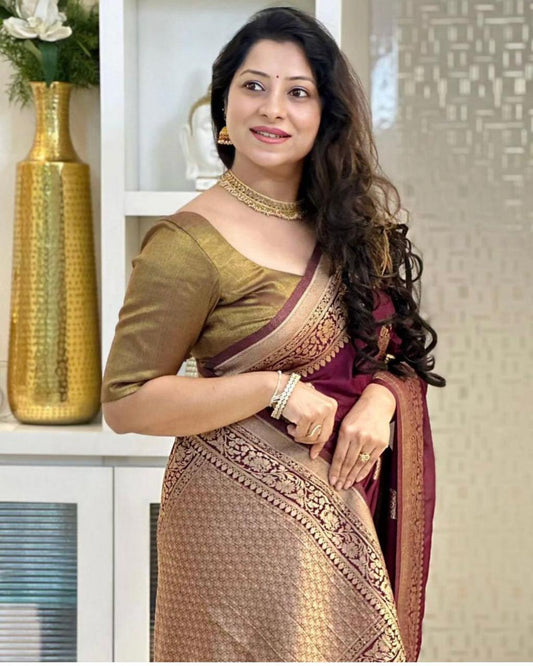 THIS SAREE FROM AURA ELEGANCE STORE IS THE PERFECT EXAMPLE OF HOW ELEGANCE AND SIMPLICITY CAN GO HAND IN HAND.